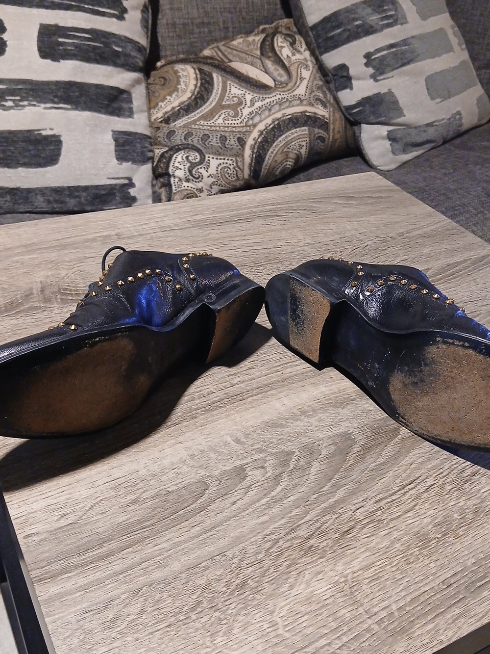 Gucci Betis Glamour Studded Black Leather Oxfords Sz 39.5 IT (US Women's 9.5) - Picture 9 of 16
